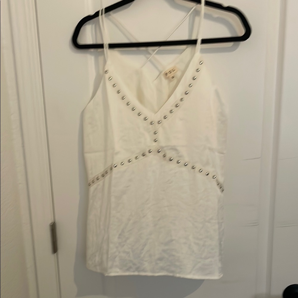 POL White Embellished Fitted Camisole